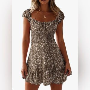 Brown floral baby doll dress